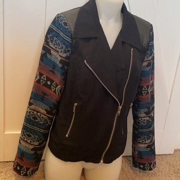 Daniel Rainn Aztec boho western moto jacket Sz S - Picture 2 of 7